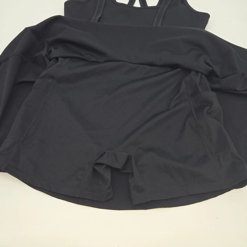 Athletic Tennis Dress Womens Size Large Black Racerback Activewear Stretch  Golf